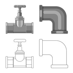 Isolated object of pipe and tube symbol. Collection of pipe and pipeline stock symbol for web.