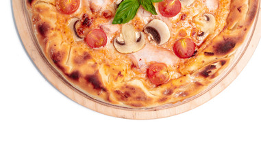 Tasty pizza is isolated on white background