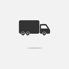 Delivery truck icon isolated on round background. Vector simple illustration.