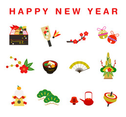 正月料理 年賀状 イラストセット