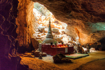 Religious statues in the Sadan cave near Hpa-An in Myanmar

