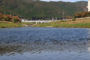 京都ぶらり、秋の鴨川に光る水面