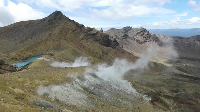 HD Drone aerial new zealand Tongariro Alpine Crossing 