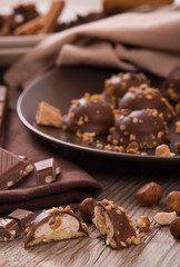 Chocolate truffles with caramel cream filling.