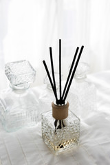 Fototapeta na wymiar Scent sticks aromatic in container for refreshing and decoration