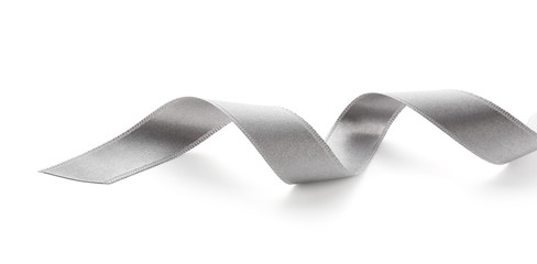Silver ribbon on white background