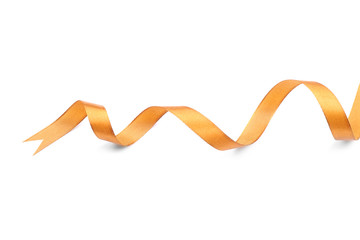 Beautiful golden ribbon on white background