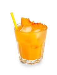Fresh summer cocktail in glass on white background