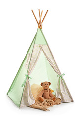 Cozy play tent for kids on white background