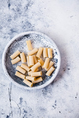 Pasta food, Rigatoni pasta uncooked italian food overhead 