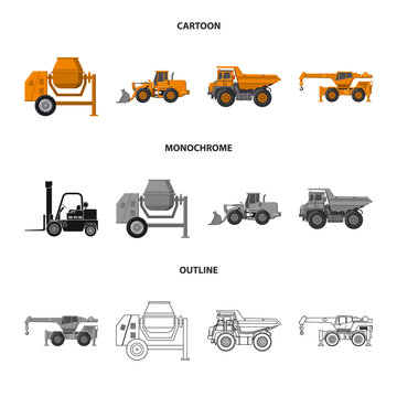 Vector illustration of build and construction logo. Set of build and machinery vector icon for stock.