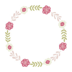 Fototapeta na wymiar Simple flower wreath illustration for wedding invitations and greeting card design