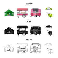 Plakat Isolated object of market and exterior icon. Set of market and food vector icon for stock.