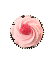 Tasty cupcake on white background