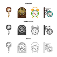 Isolated object of clock and time sign. Set of clock and circle stock vector illustration.