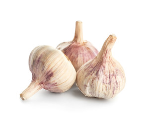 Fresh garlic on white background