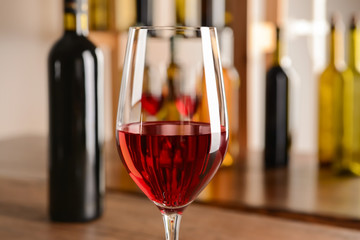 Glass of red wine, closeup