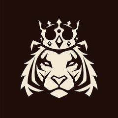 Tiger in Crown Vector Mascot