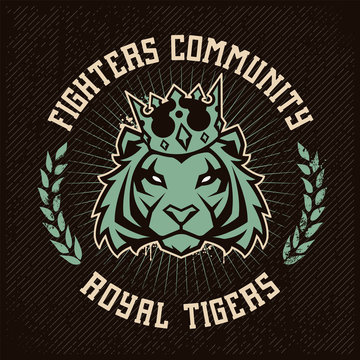 Emblem Design with Tiger in Crown