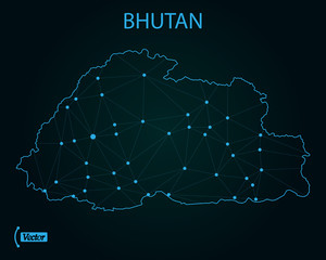 Map of Bhutan. Vector illustration. World map