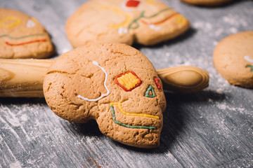 Fototapeta na wymiar homemade skull-shaped cookies