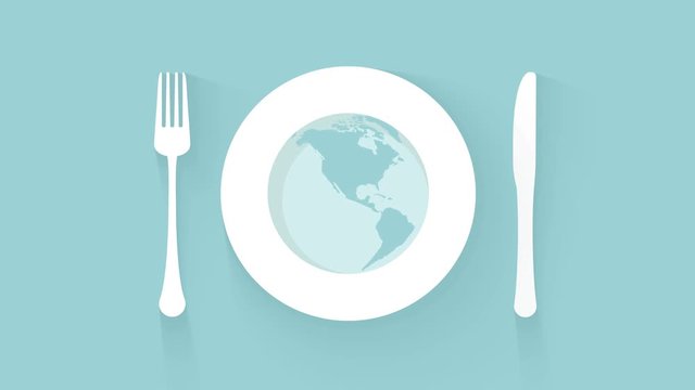 plate, knife and fork place setting world kitchen background