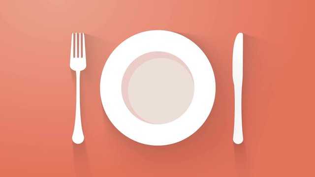 plate with cutlery and long shadows
