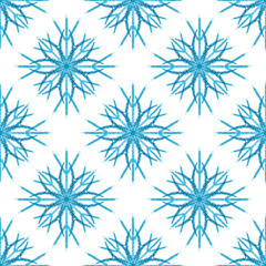 Blue snowflakes on a white background