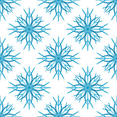 Blue snowflakes on a white background