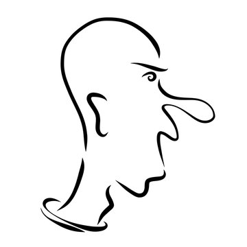 Head of a singing or screaming bald man, abstract profile