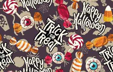 Halloween Seamless Pattern. Digital design elements for Halloween. Perfect for decoration, wrapping papers, greeting cards, web page background and other print projects.
