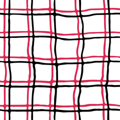 Seamless pattern of the stylized black and red scottish cell on a white background. Vector illustration.