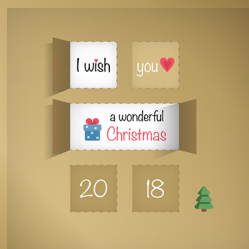 Lovely Golden Advent Calendar Vector Icon For Christmas Time