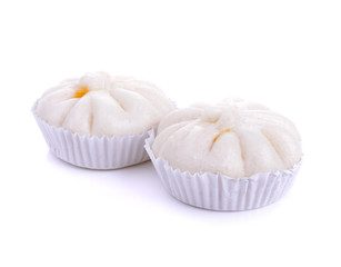 steamed dumpling, steamed stuff bun on white