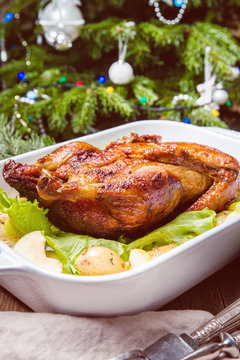 Christmas duck with apples