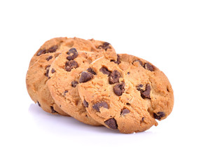 Chocolate chip cookies isolated on white background.