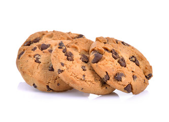 Chocolate chip cookies isolated on white background.