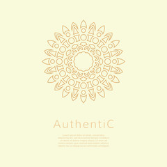 Golden vector logotype. Mandala outline logo. Classic floral design.