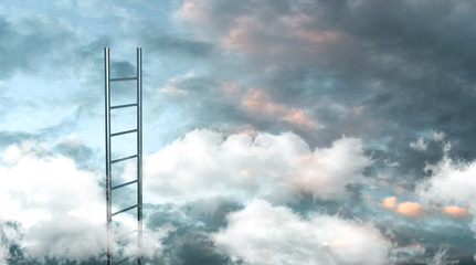 Ladder to the clouds concept image. 3d illustration