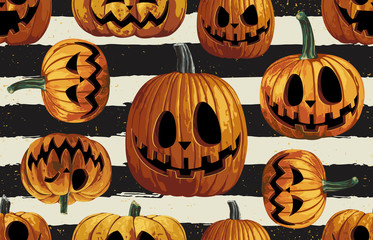 Halloween Seamless Pattern. Digital design elements for Halloween. Perfect for decoration, wrapping papers, greeting cards, web page background and other print projects.