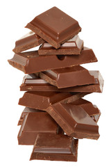 Cubes of chocolate isolated