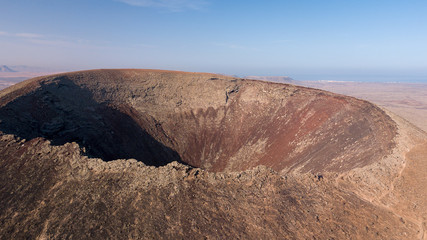 aerial view of volcano crater