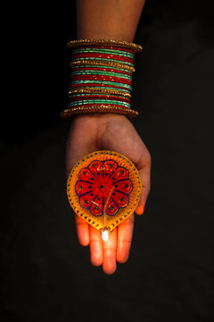 Indian Festival diwali , Lamp in hand