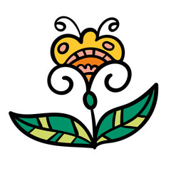 Cartoon flower isolated on white background. Vector illustration.