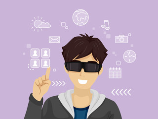 Teen Boy Glass Illustration