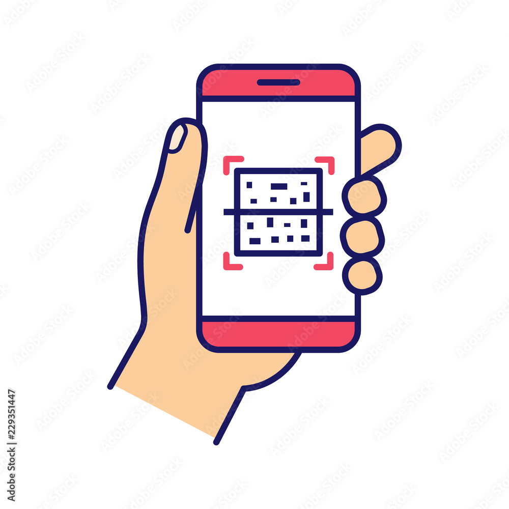 Poster qr code smartphone scanner color icon