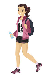Teen Girl Shorty Casual Illustration