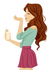 Teen Girl Sniff Perfume Wrist Illustration