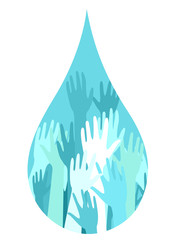 Donation Water Drop Hands Illustration
