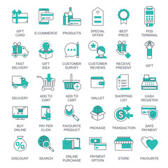E commerce and shopping icon collection. Flat vector illustration